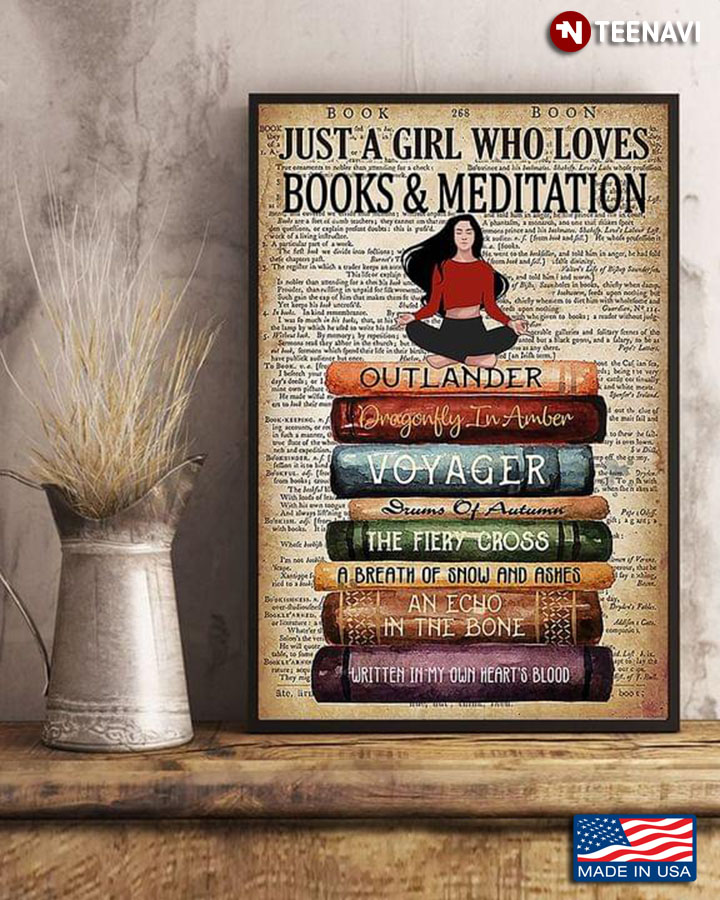 Vintage Book Page Theme Girl Doing Meditation On A Pile Of Books Just A Girl Who Loves Books & Meditation
