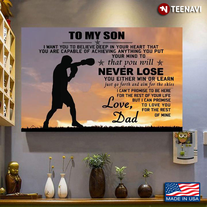 Vintage Silhouette Of A Boxer Dad & Son To My Son I Want You To Believe Deep In Your Heart That