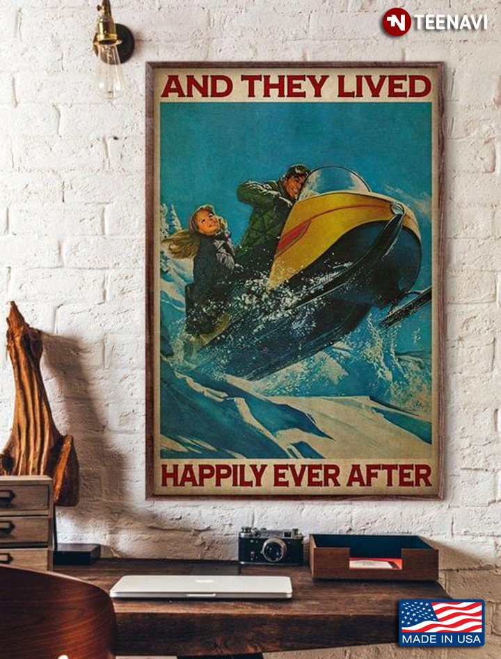 And They Lived Happily Ever After Poster Sailor and Mermaid Poster Couple gift