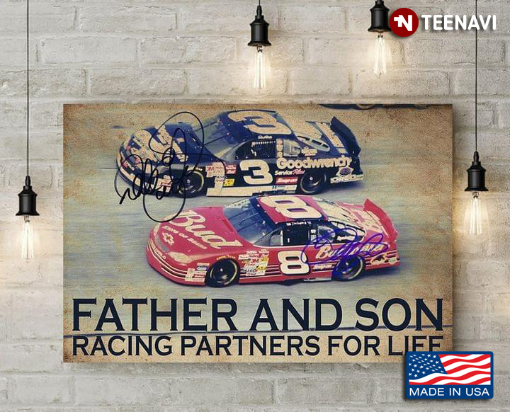 Vintage Two Cars Racing Father And Son Racing Partners For Life