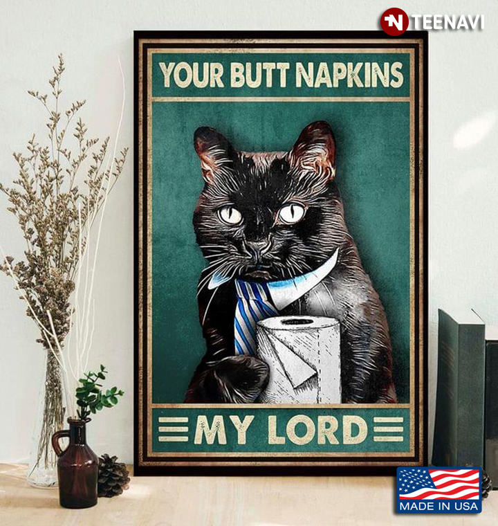 Vintage Black Cat With Tie & Toilet Paper Roll Your Butt Napkins My Lord