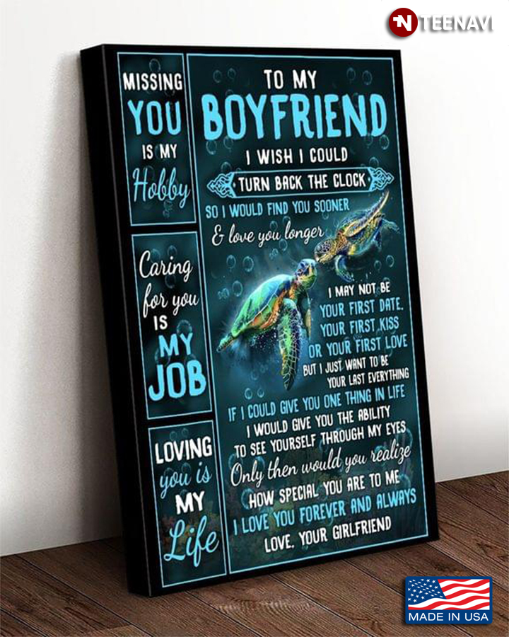 Vintage Sea Turtles To My Boyfriend Missing You Is My Hobby Caring For You Is My Job Loving You Is My Life