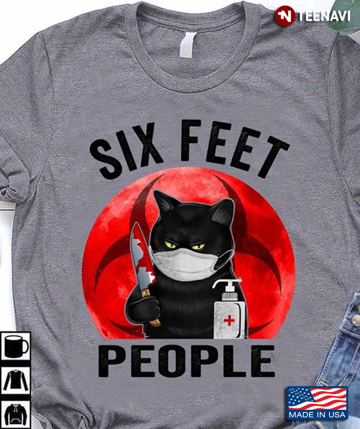 Black Cat With Knife Six Feet People  Quarantine New Version