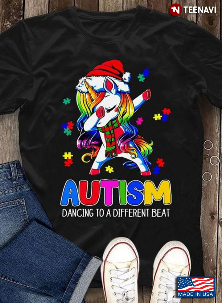 Unicorn Christmas Autism Dancing To Different Beat