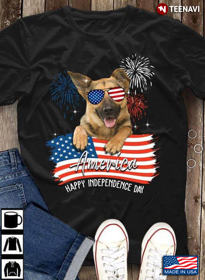 America Happy Independence Day German Shepherd