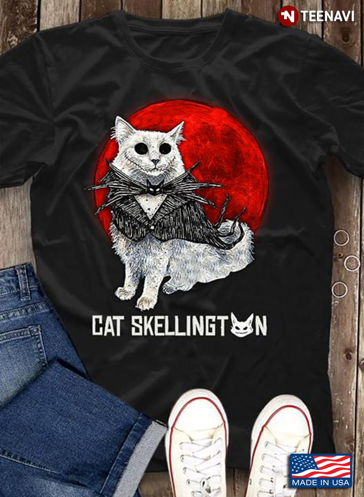 Cat Skellington Horror Cat Under The Blood Moon