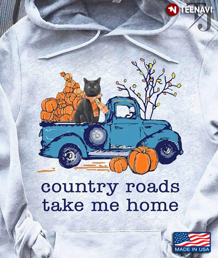 Cat Pumpkin On Vintage Truck Country Roads Take Me Home