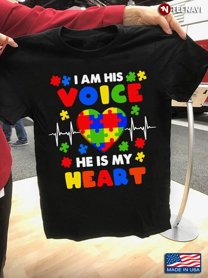 I Am His Voice He Is My Heart Autism Heartbeat