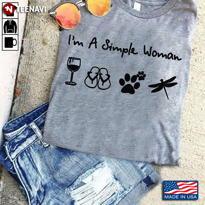 I'm A Simple Woman Wine Flip Flop Dog And Dragonfly New Design