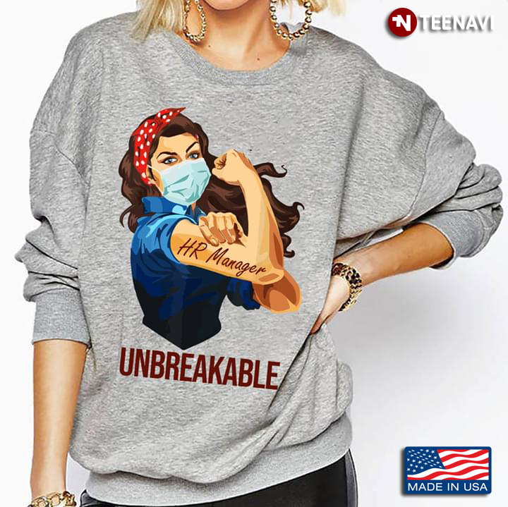 Unbreakable A Strong Woman With Headband Facemask And Tattoo HR Manager