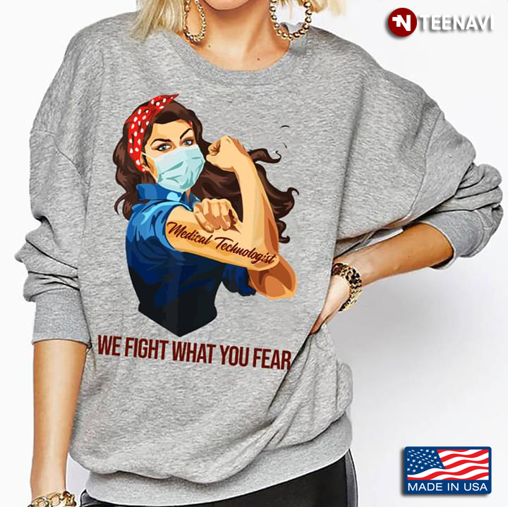 We Fight What You Fear A Strong Woman With Headband Facemask And Tattoo Medical Technologist
