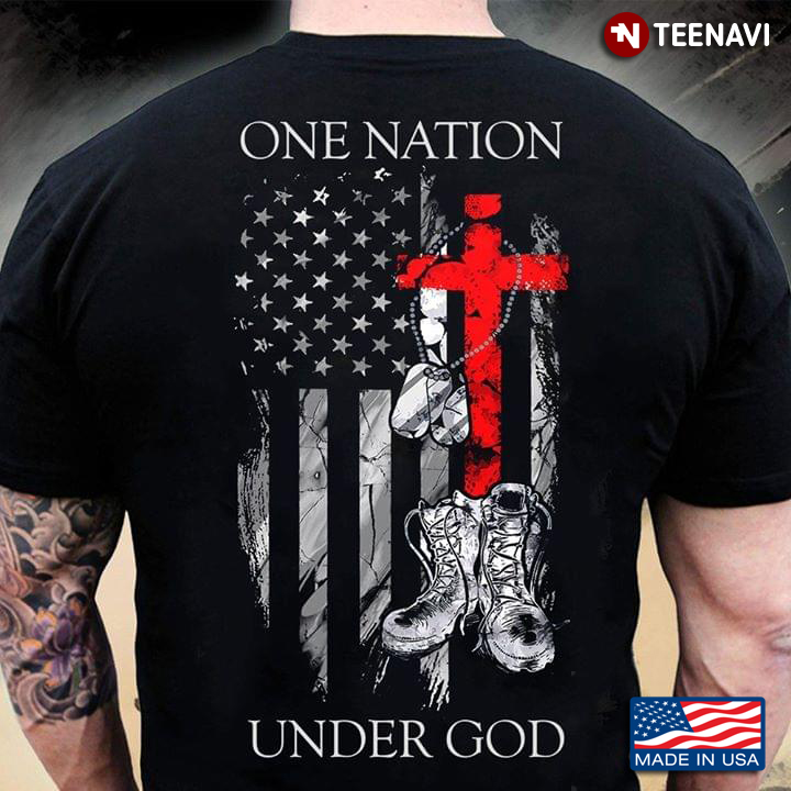 One Nation Under God American Flag Cross And Combat Boots