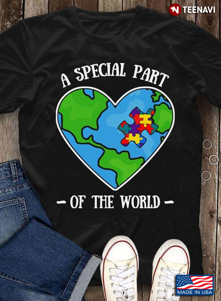 A Special Part Of The World Earth With Autism Awareness Heart