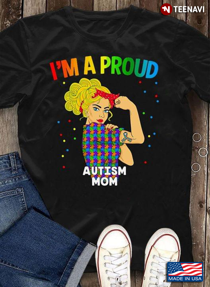 I'm A Proud Autism Mom Strong Girl With Headband Autism Awareness