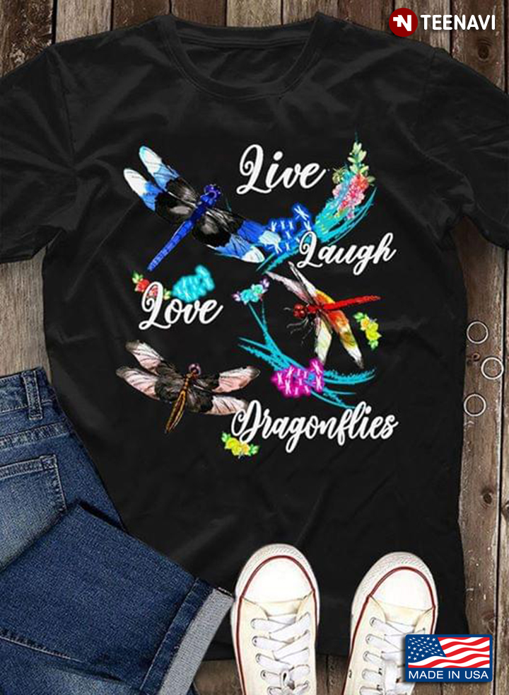 Live Laugh Love Dragonflies Flowers