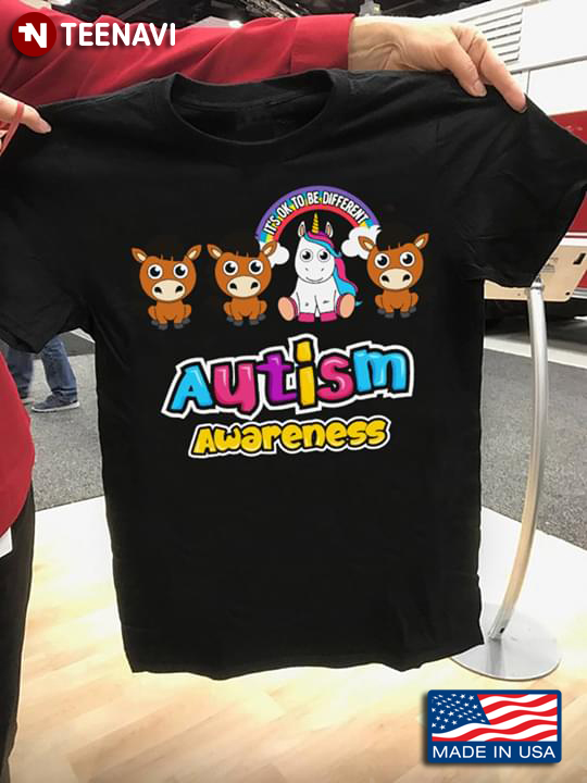 It's OK To Be Different Autism Awareness Cows And Unicorn