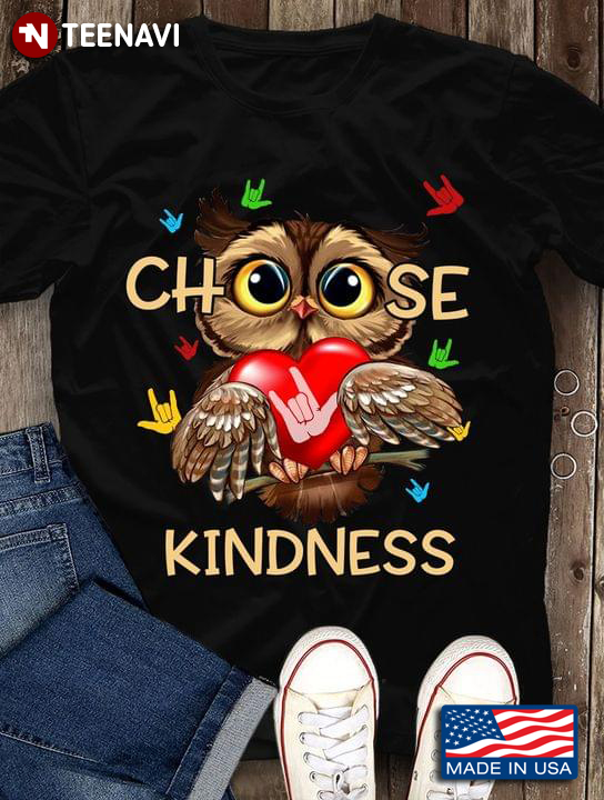 Choose Kindness Owl With Heart Love