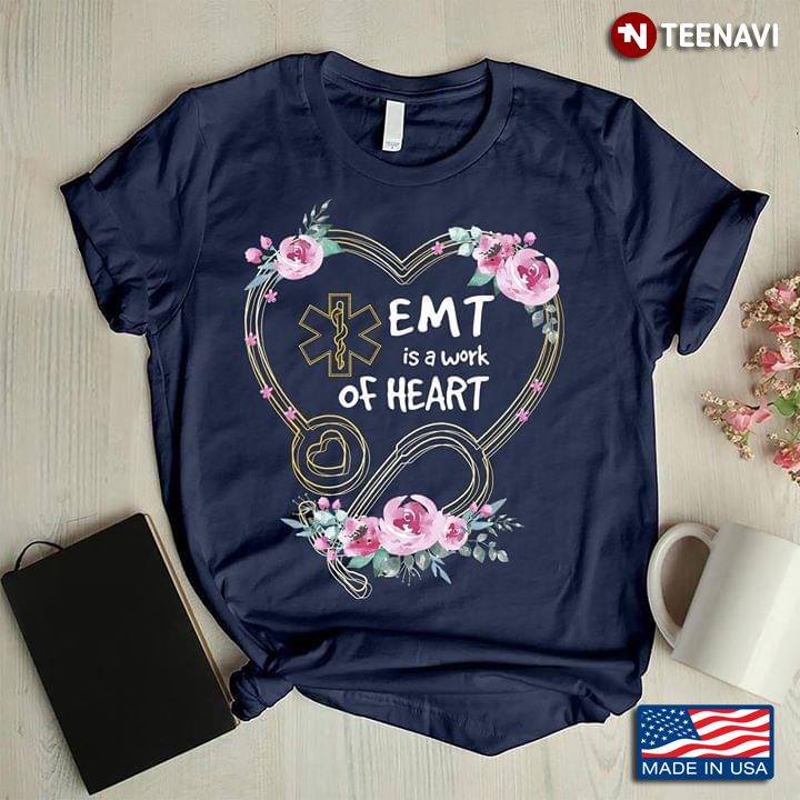 EMT Is A Work Of Heart Stethoscope With Flowers