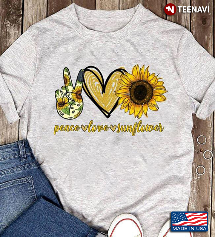 Peace Love Sunflower Hand Heart And Sunflower