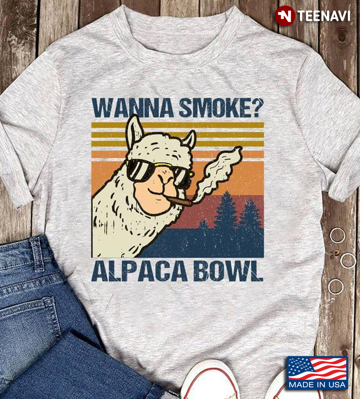 Wanna Smoke Alpaca Bowl Llama With Glasses And Cigar Vintage