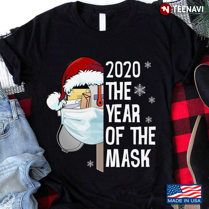2020 The Year Of The Mask Mailbox With Mask And Christmas Hat