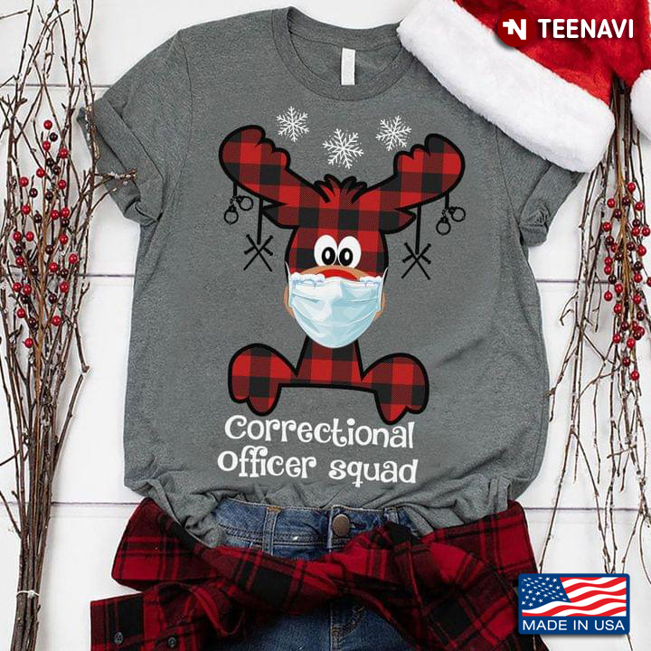 Correctional Officer Squad Reindeer With Mask Christmas