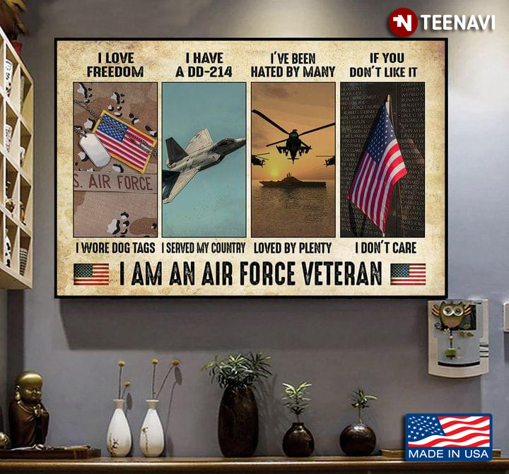 Vintage I Am An Air Force Veteran I Love Freedom I Wore Dog Tags I Have A DD-214