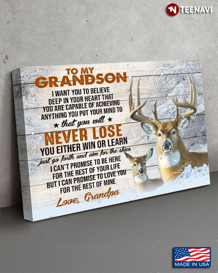 Vintage Deers In Snow Grandpa & Grandson To My Grandson I Want You To Believe Deep In Your Heart