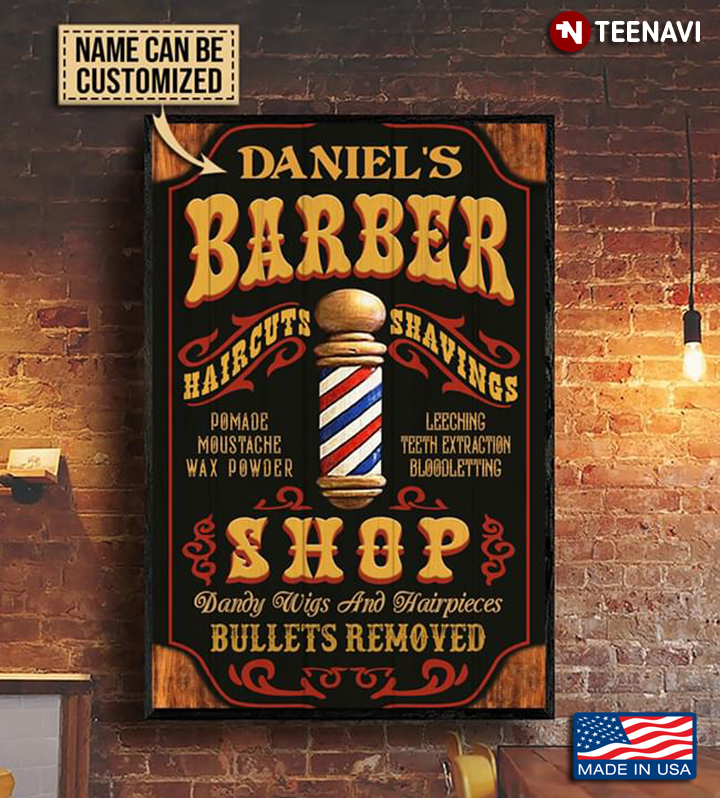 Customized Name Barber Shop Haircuts Shavings Dandy Wigs And Hairpieces Bullets Removed