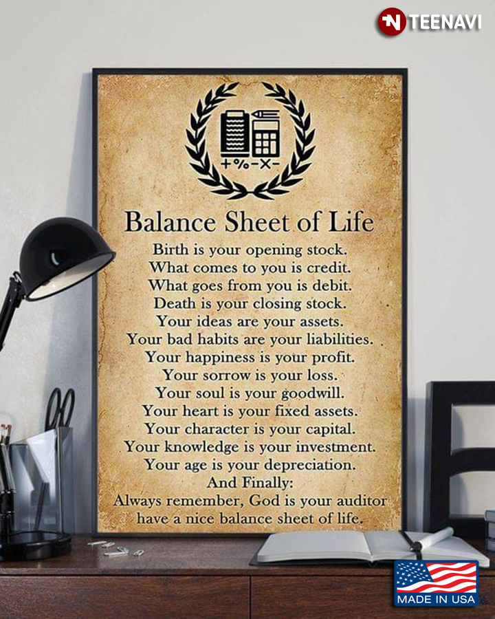 Vintage Balance Sheet Of Life Birth Is Your Opening Stock