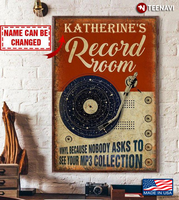 Vintage Customized Name Record Room Vinyl Because Nobody Asks To See Your Mp3 Collection