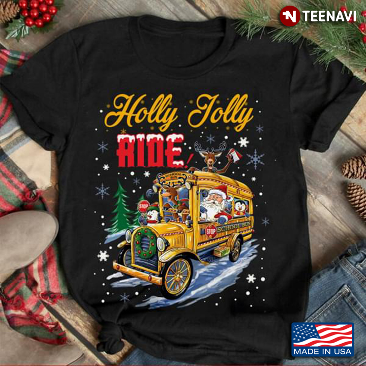 School Bus Holly Jolly Ride Santa Claus Christmas