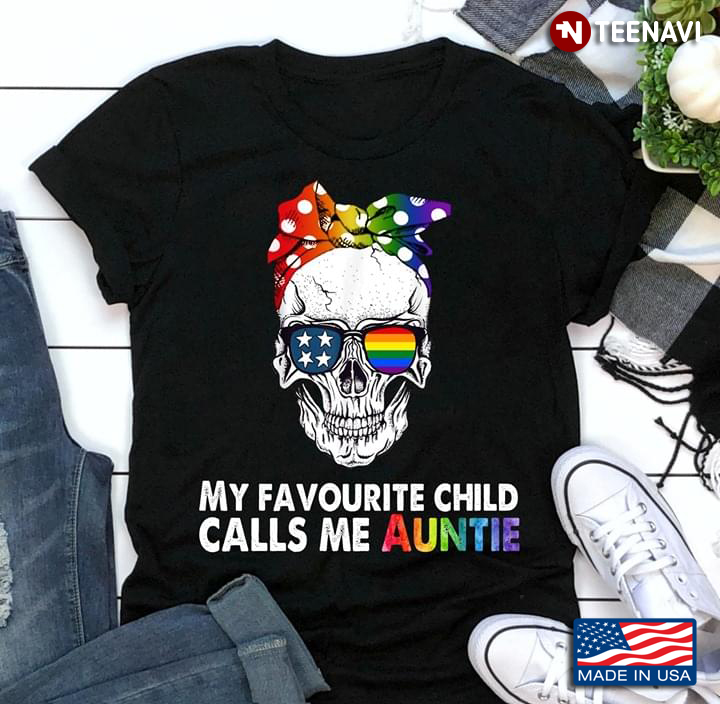 Skull American Flag My Favourite Child Calls Me Auntie LGBT