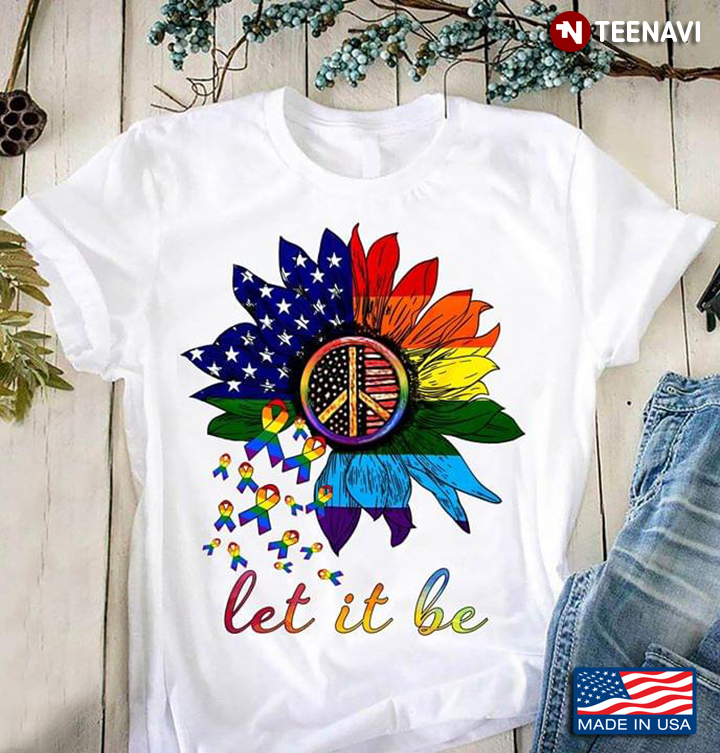LGBT Hippie Let It Be Sunflower American Flag