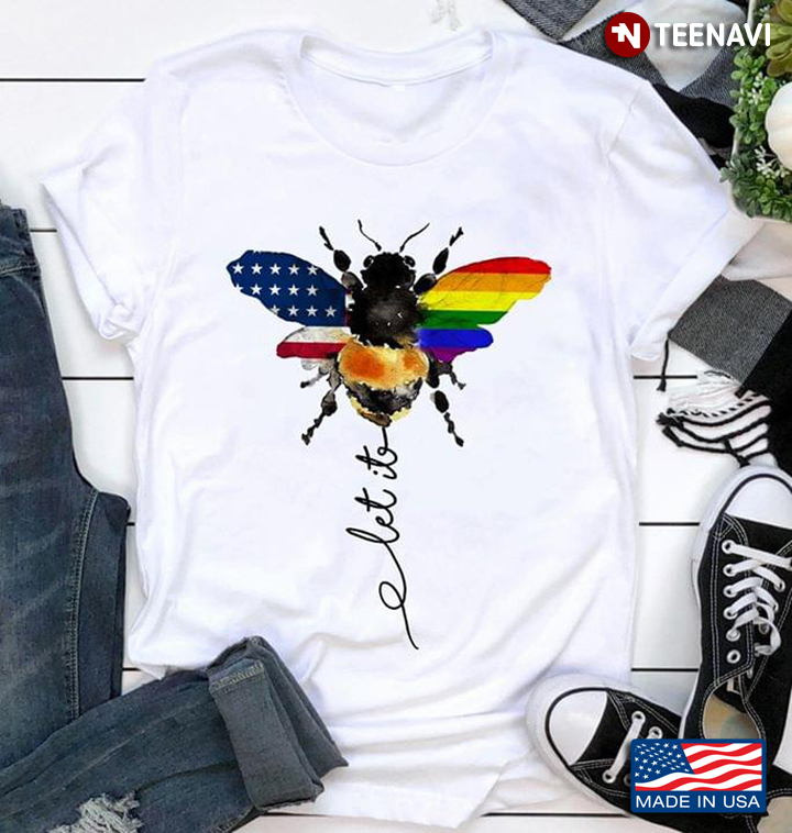 Let It Bee American Flag LGBT