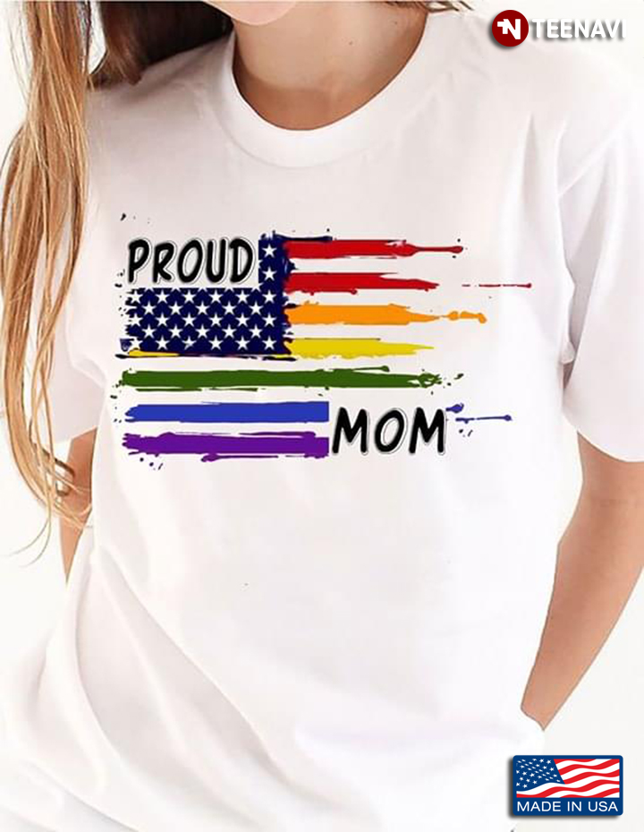 Proud Mom LGBT American Flag