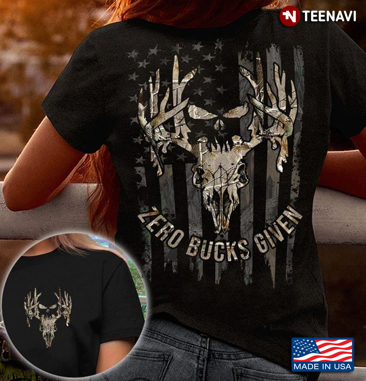 Zero Bucks Given Deer Hunting American Flag Vintage