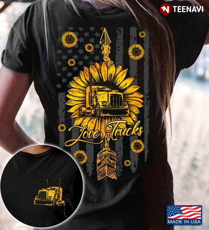 Love Trucks Sunflower American Flag