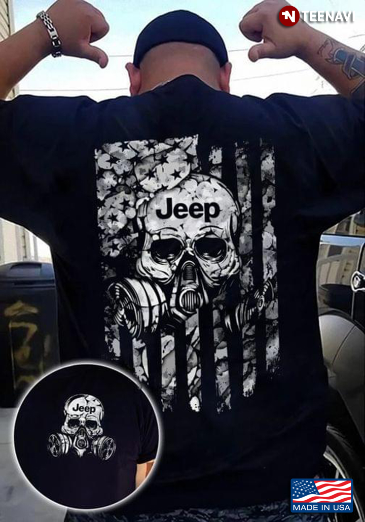 Skull Inside American Flag Jeep