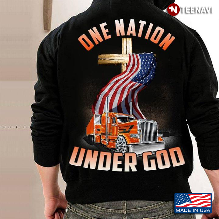 Trucker One Nation Under God Truck American Flag Jesus