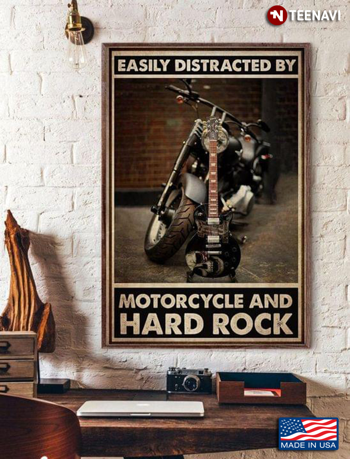 Vintage Easily Distracted By Motorcycle And Hard Rock