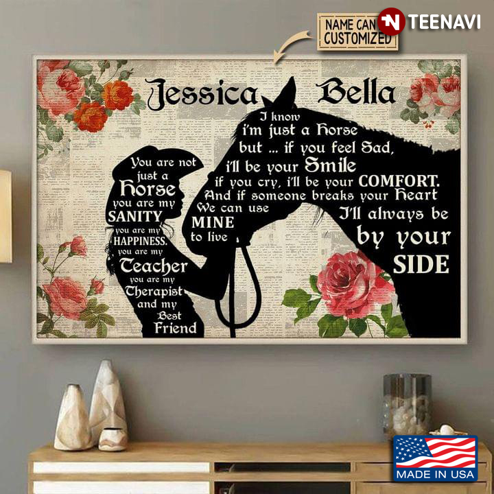 Vintage Customized Name Floral Book Page Theme Cowgirl & Horse Silhouette You Are Not Just A Horse