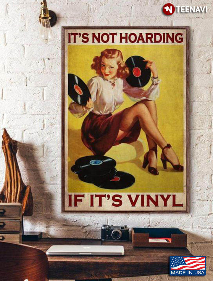 Vintage Girl With LP Records It's Not Hoarding If It's Vinyl