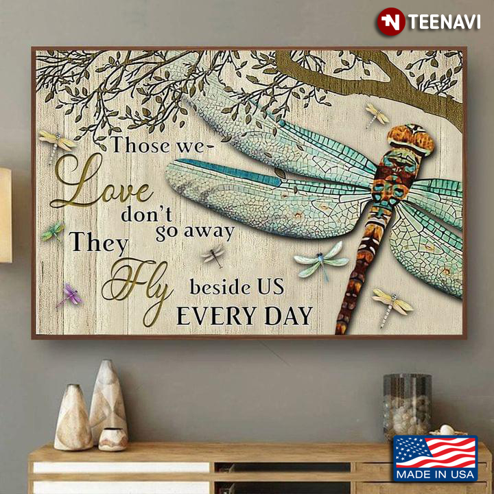 Vintage Dragonflies Under Tree Branch Those We Love Don’t Go Away They Fly Beside Us Every Day