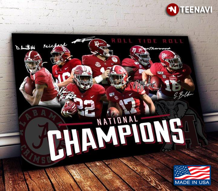 Alabama Crimson Tide Football Team National Champions With Autographs