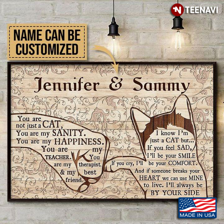 Vintage Customized Name Human Hand & Cat Paw Typography You Are Not Just A Cat
