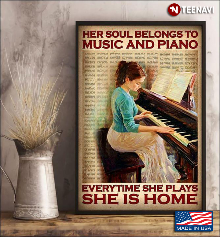 Vintage Book Page Theme Her Soul Belongs To Music And Piano Everytime She Plays She Is Home