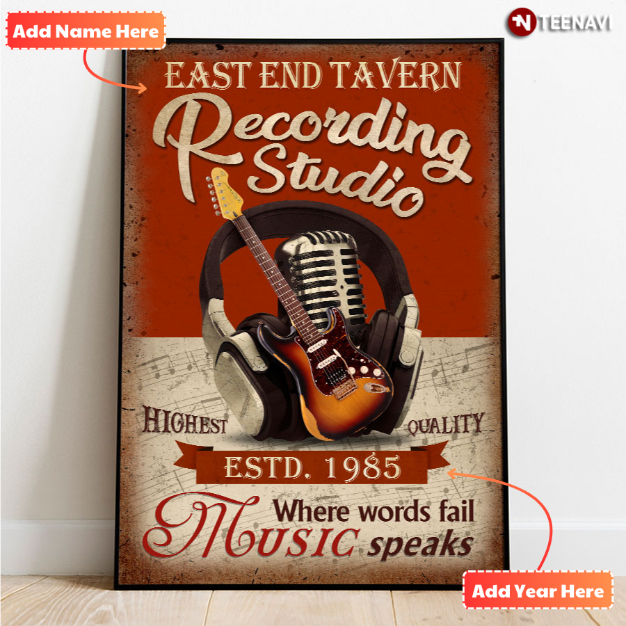 Customized Name & Year Recording Studio Highest Quality Where Words Fail Music Speaks Poster