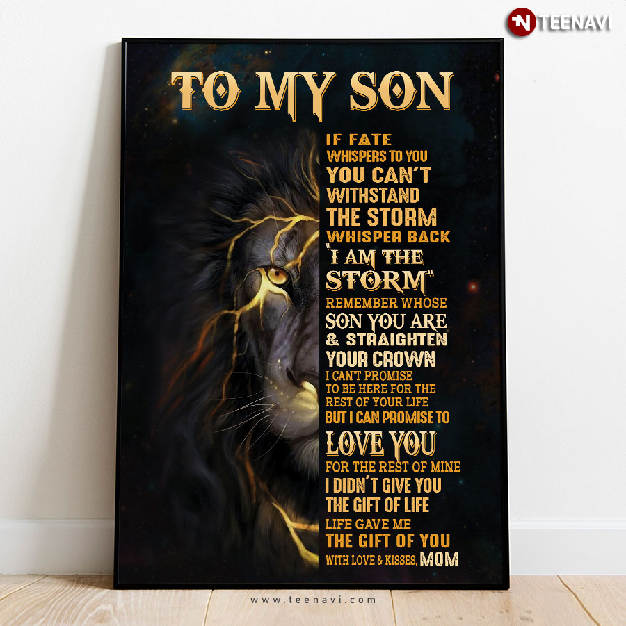 Vintage Lion & Lightning Mom & Son To My Son If Fate Whispers To You You Can’t Withstand The Storm Poster