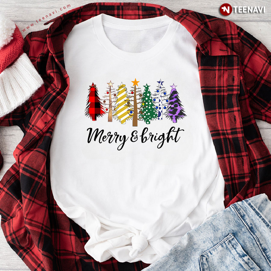 Merry And Bright Christmas Tree T-Shirt